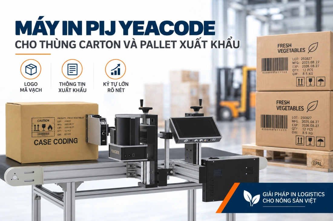 Máy in PIJ Yeacode cho thùng carton và pallet xuất khẩu