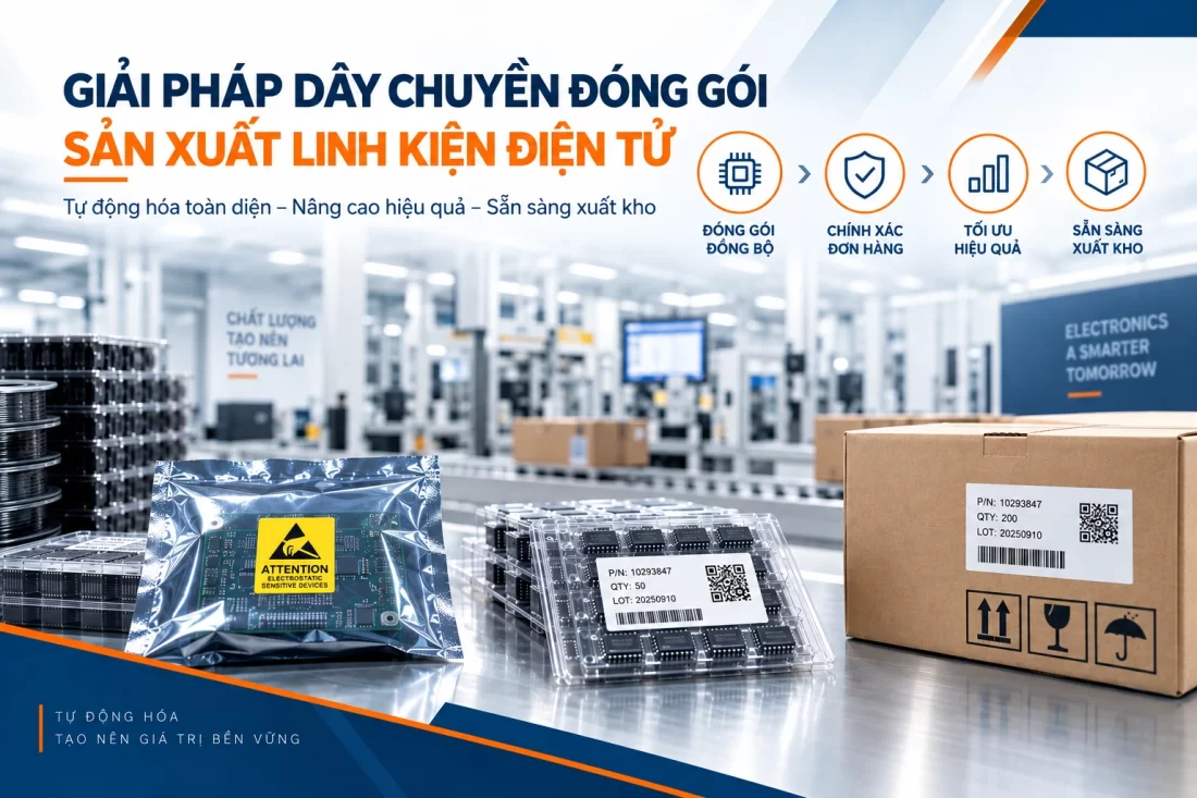 Giải pháp dây chuyền đóng gói sản xuất linh kiện điện tử