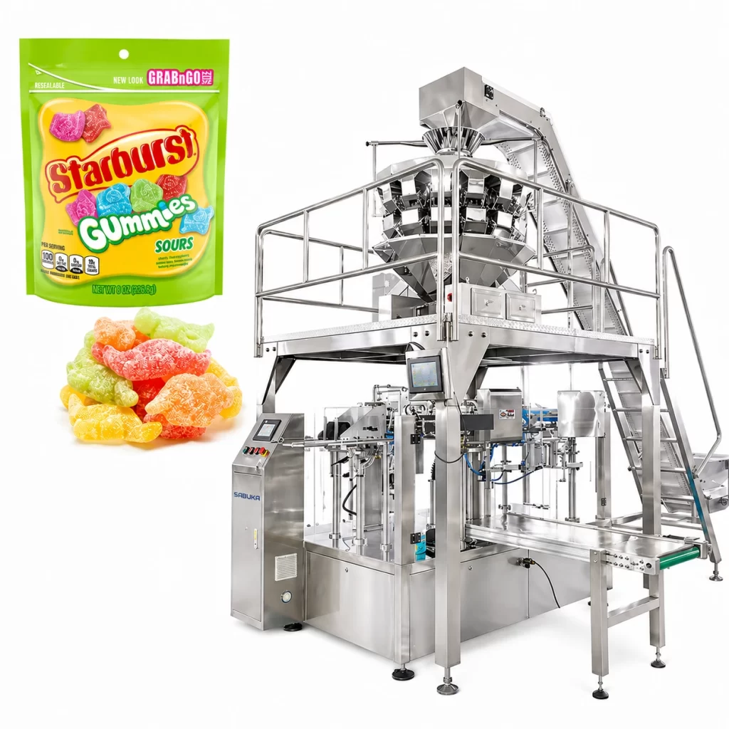Máy đóng gói kẹo bánh Sabuka tự động dạng đứng giá tốt