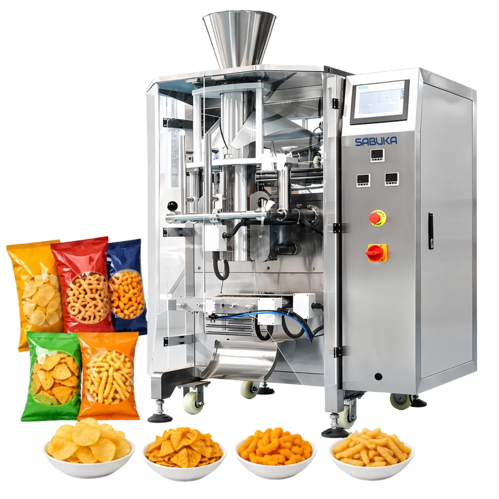 Máy đóng gói bim bim được ứng dụng rộng rãi trong các nhà máy sản xuất, xưởng thực phẩm chế biến sẵn,...