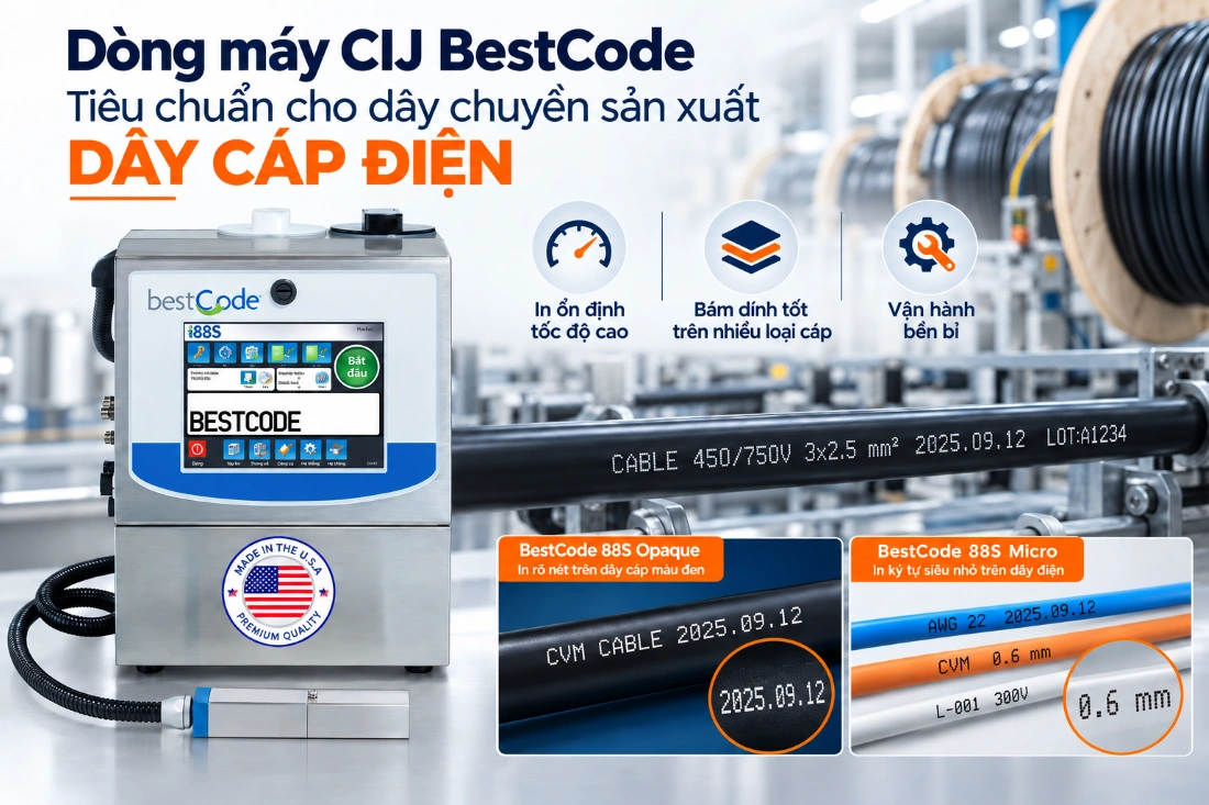 Giải pháp in date code và truy xuất nguồn gốc trong dây chuyền sản xuất dây cáp điện