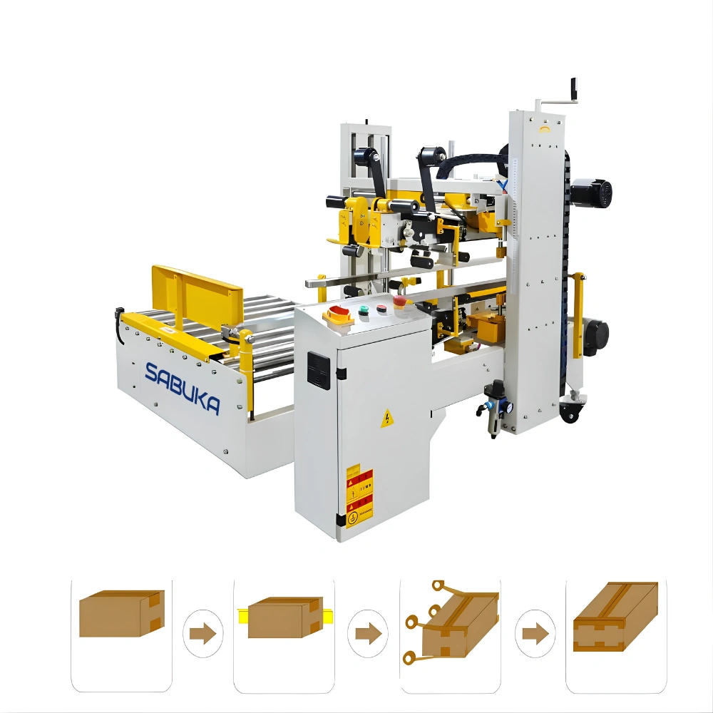 Máy dán cạnh thùng carton 4 góc tự động đạt chuẩn