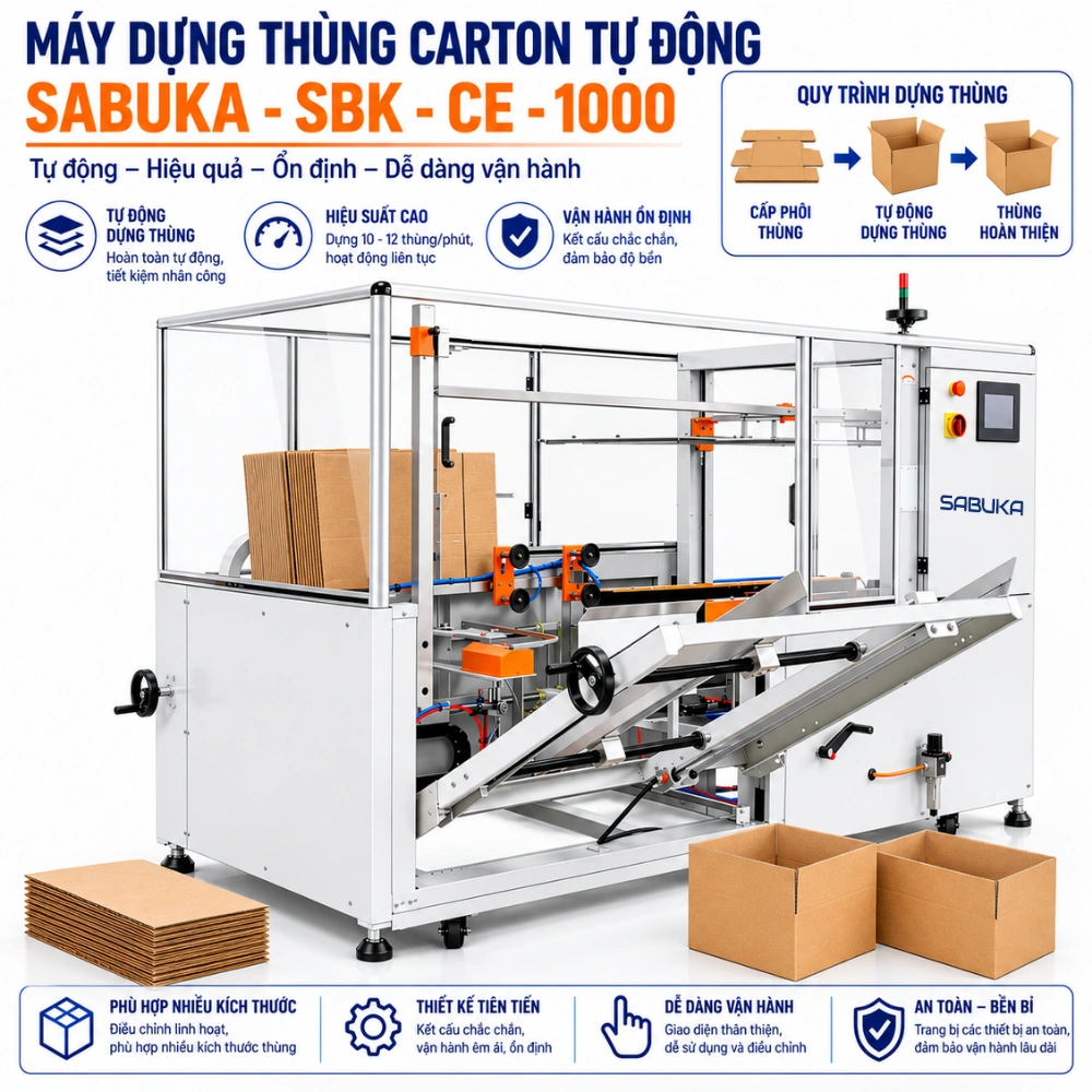 Máy dựng thùng carton tự động chính hãng giá ưu đãi