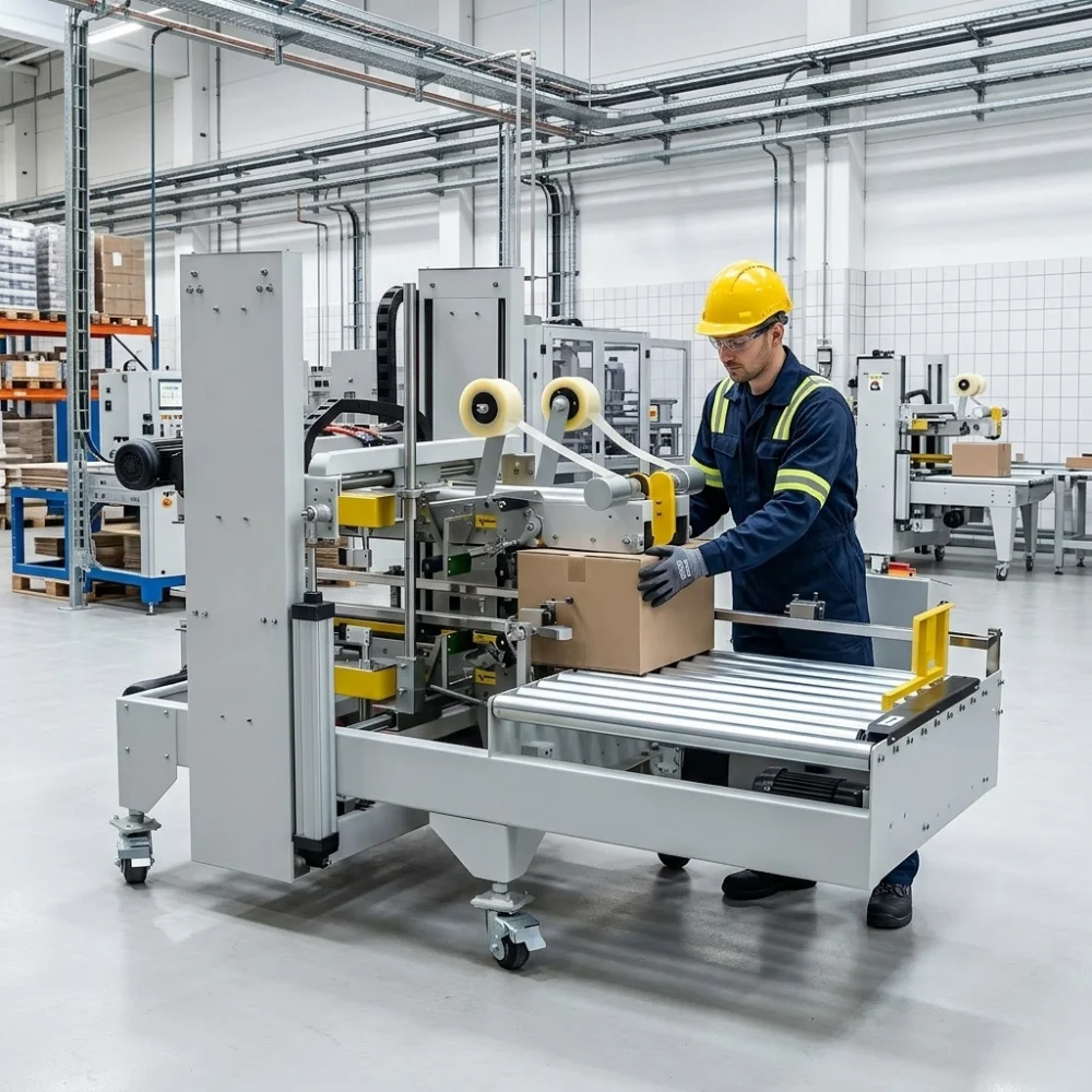 Máy dán cạnh thùng carton 4 góc tự động đạt chuẩn