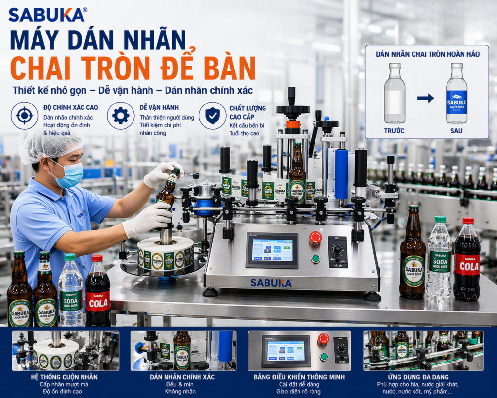 Máy dán nhãn chai tròn để bàn DRLM - 3000