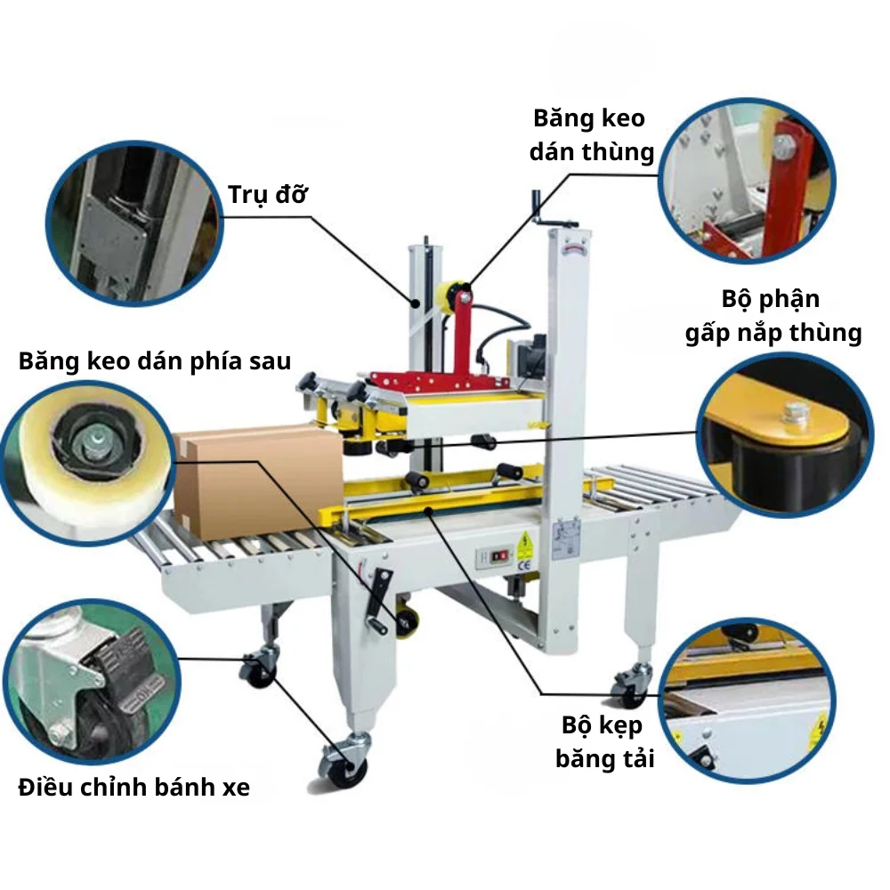 Máy dán thùng carton tự động 2 mặt chính hãng giá tốt