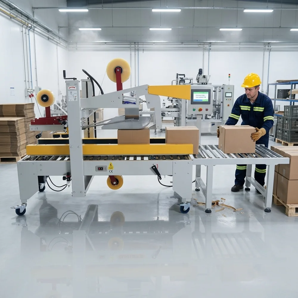 Máy dán thùng carton có búa gập tự động chính hãng giá tốt