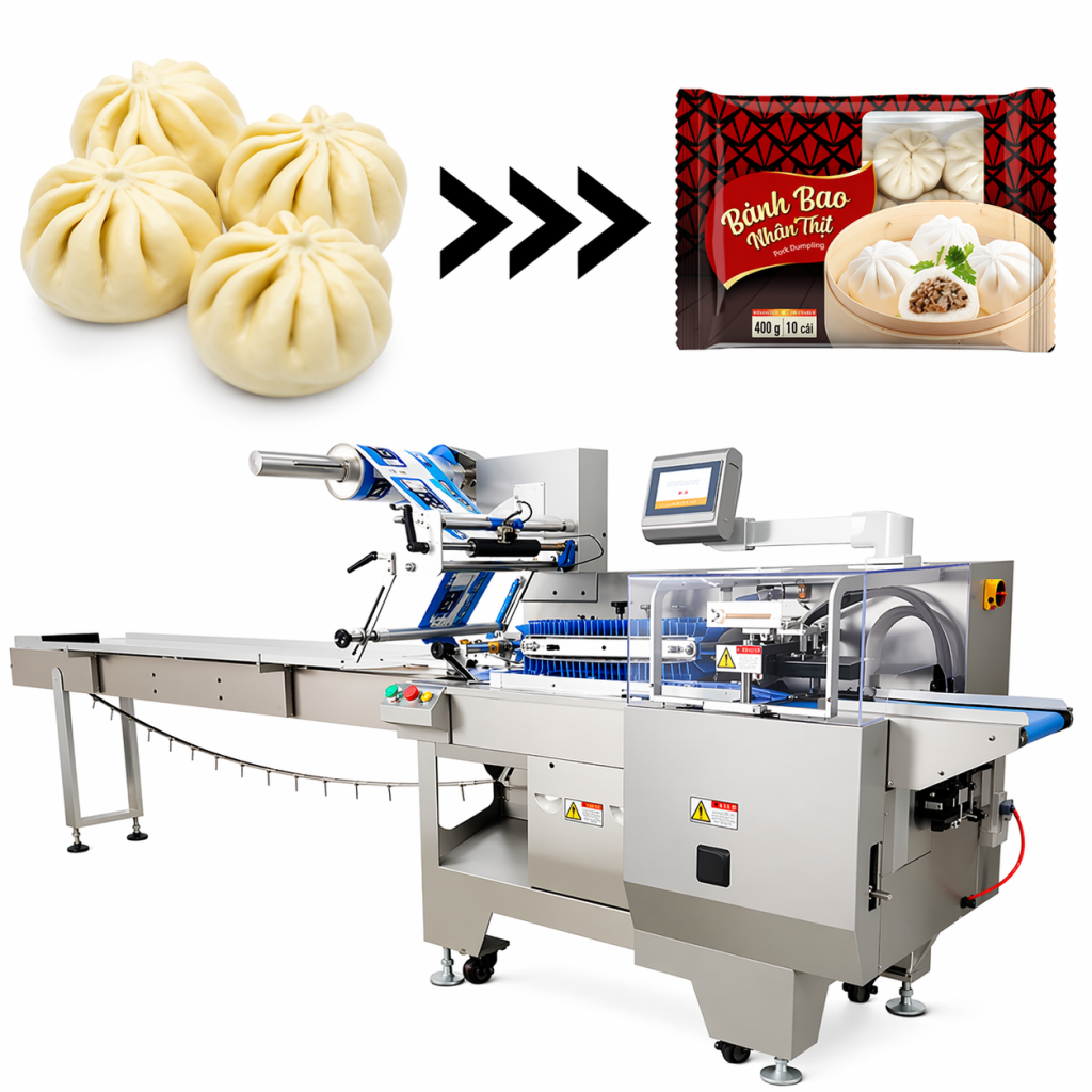 Máy đóng gói bánh bao nằm ngang tự động chất lượng cao