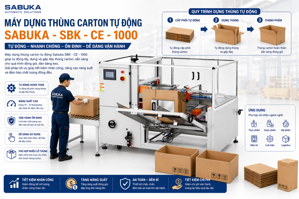 Máy dựng thùng carton tự động chính hãng giá ưu đãi
