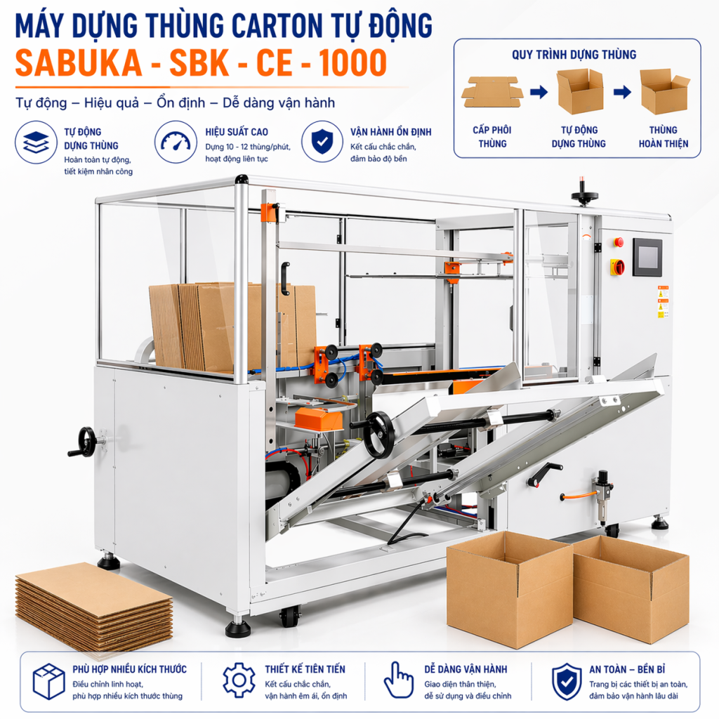 Máy dựng thùng carton tự động chính hãng giá ưu đãi