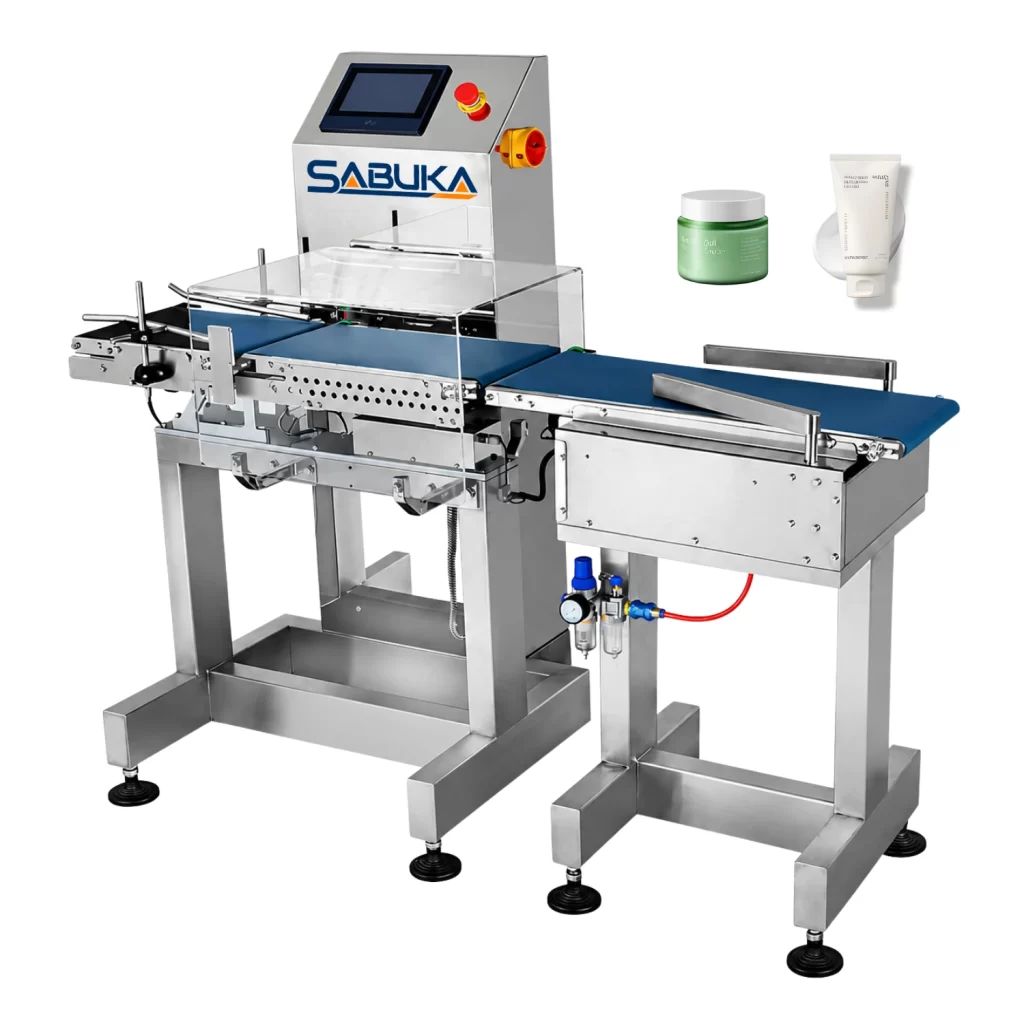 Cân kiểm tra trọng lượng mỹ phẩm tự động đạt chuẩn chính xác