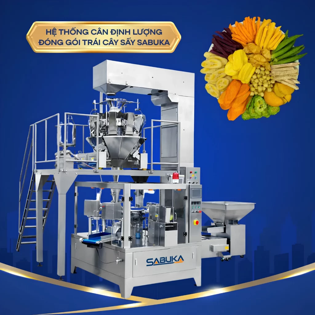 Hệ thống cân định lượng đóng gói trái cây sấy đạt chuẩn HCM