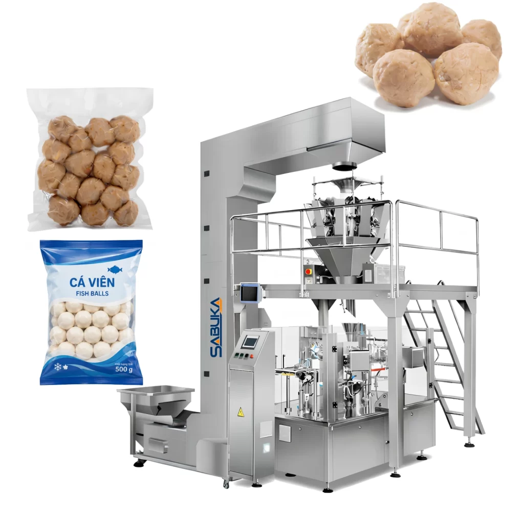 Kích thước sản phẩm không đồng đều khiến việc cân định lượng đóng gói cá viên gặp sai số nếu không có máy chuyên dụng