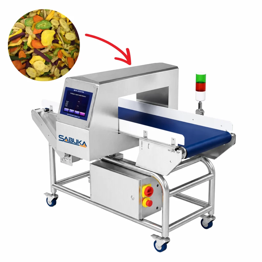 Máy dò kim loại trái cây sấy Sabuka kiểm tra nhanh chính xác