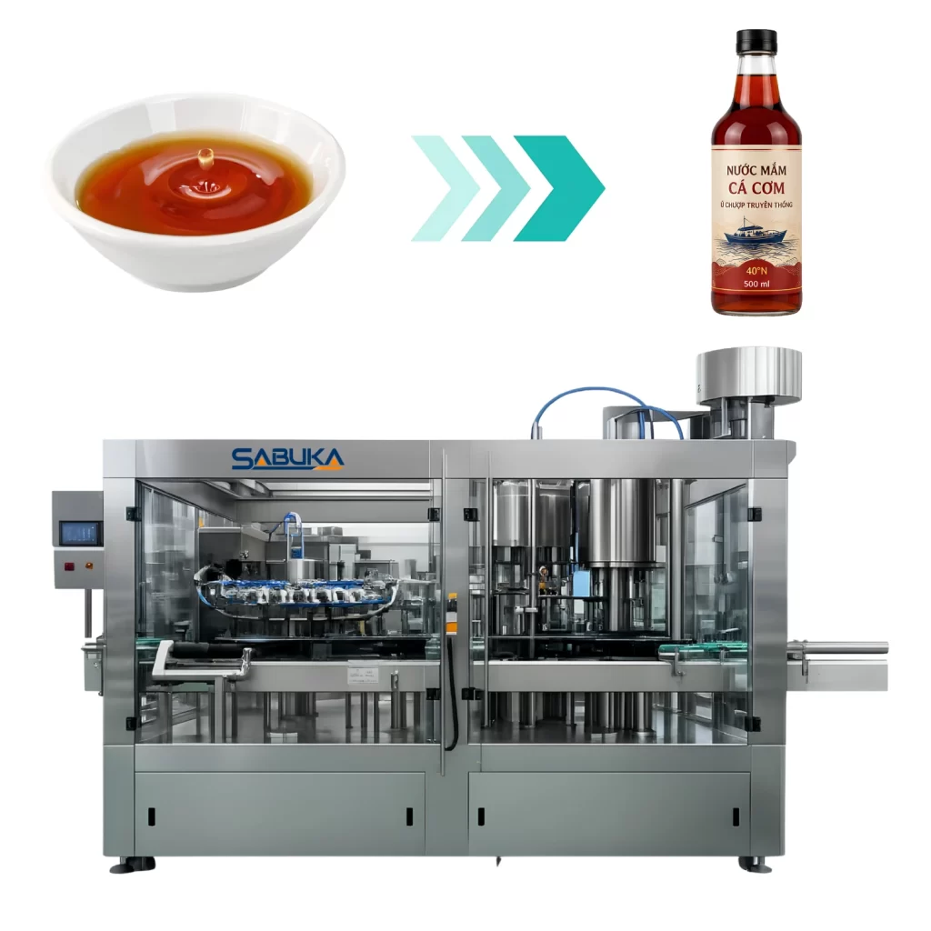 Máy chiết rót nước mắm 3 in 1 giúp sản phẩm đạt tiêu chuẩn cao về chất lượng, tính chuyên nghiệp