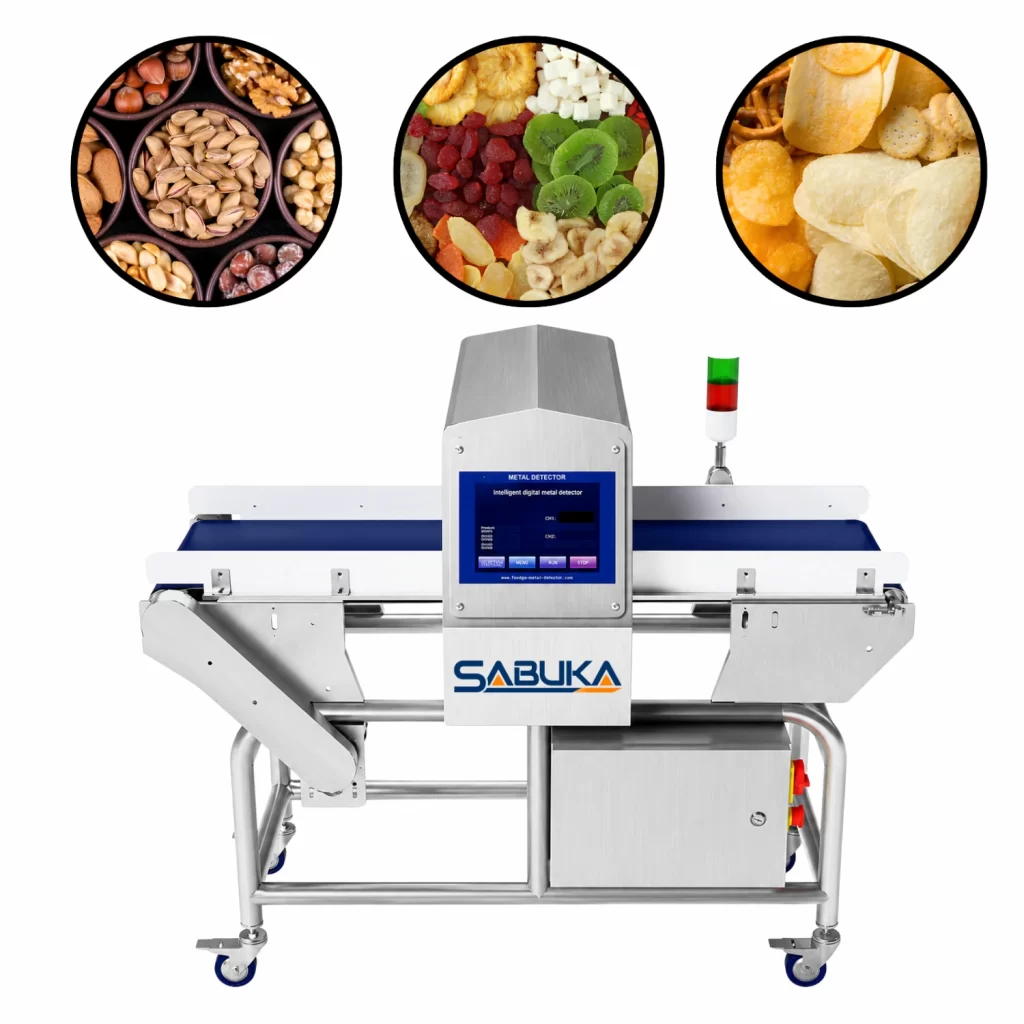 Máy dò kim loại trái cây sấy Sabuka kiểm tra nhanh chính xác