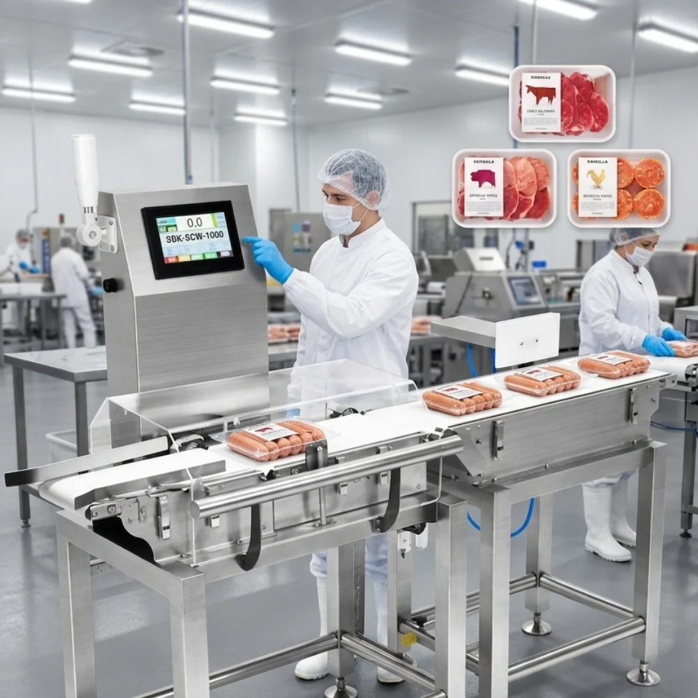 Cân kiểm tra trọng lượng công nghiệp Sabuka được trang bị màn hình cảm ứng HMI hiện đại, giúp người vận hành dễ dàng