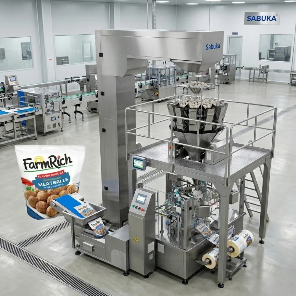 Hệ thống cân định lượng đóng gói cá viên tự động đồng bộ HCM