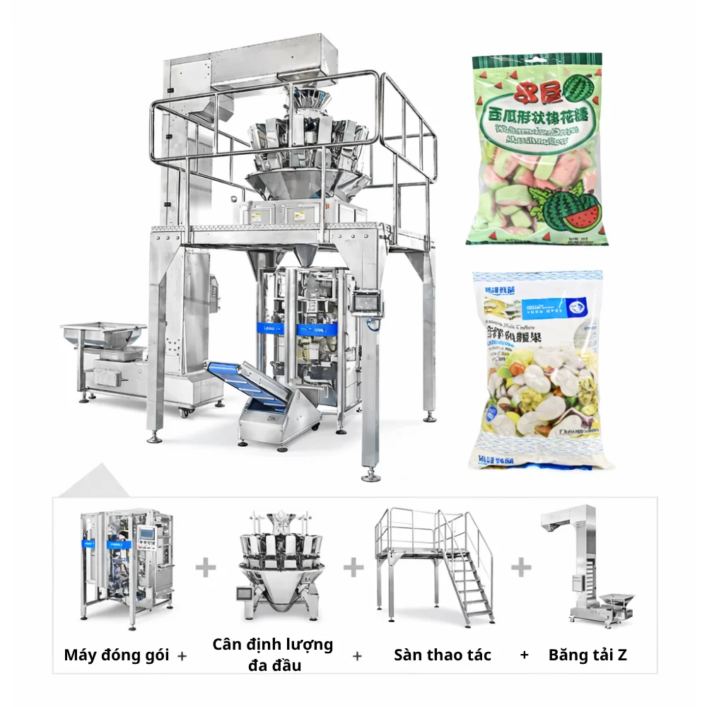 Hệ thống cân định lượng đóng gói kẹo tự động chính xác cao