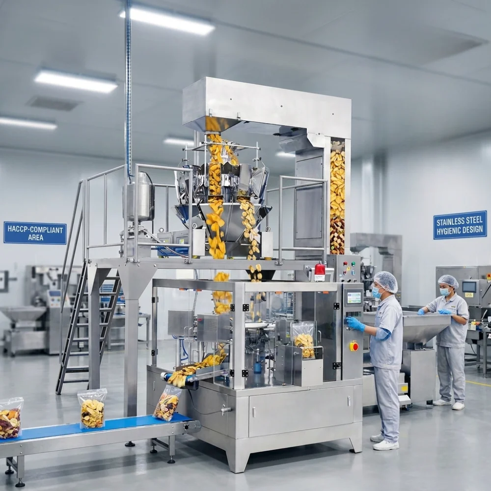 Hệ thống cân định lượng đóng gói trái cây sấy đạt chuẩn HCM