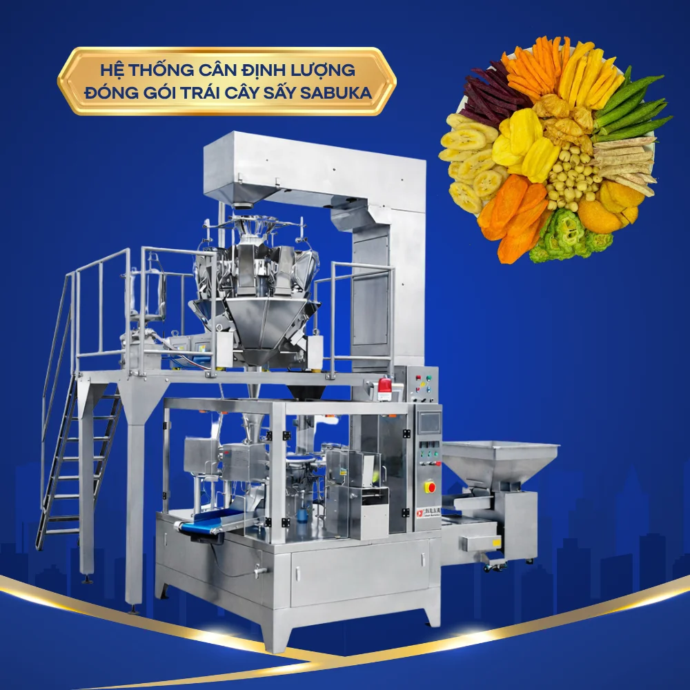 Hệ thống cân định lượng đóng gói trái cây sấy đạt chuẩn HCM