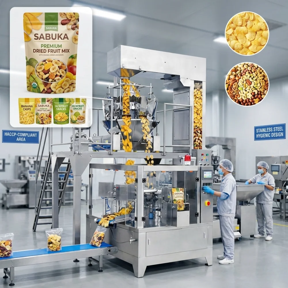 Hệ thống cân định lượng đóng gói trái cây sấy đạt chuẩn HCM