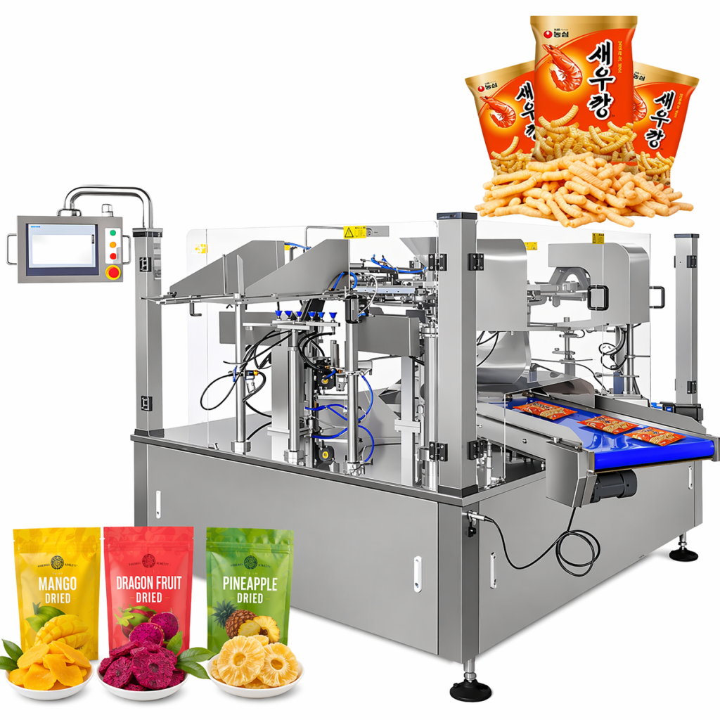 The dried fruit packaging machine is designed to be compatible with various products and different packaging processes.