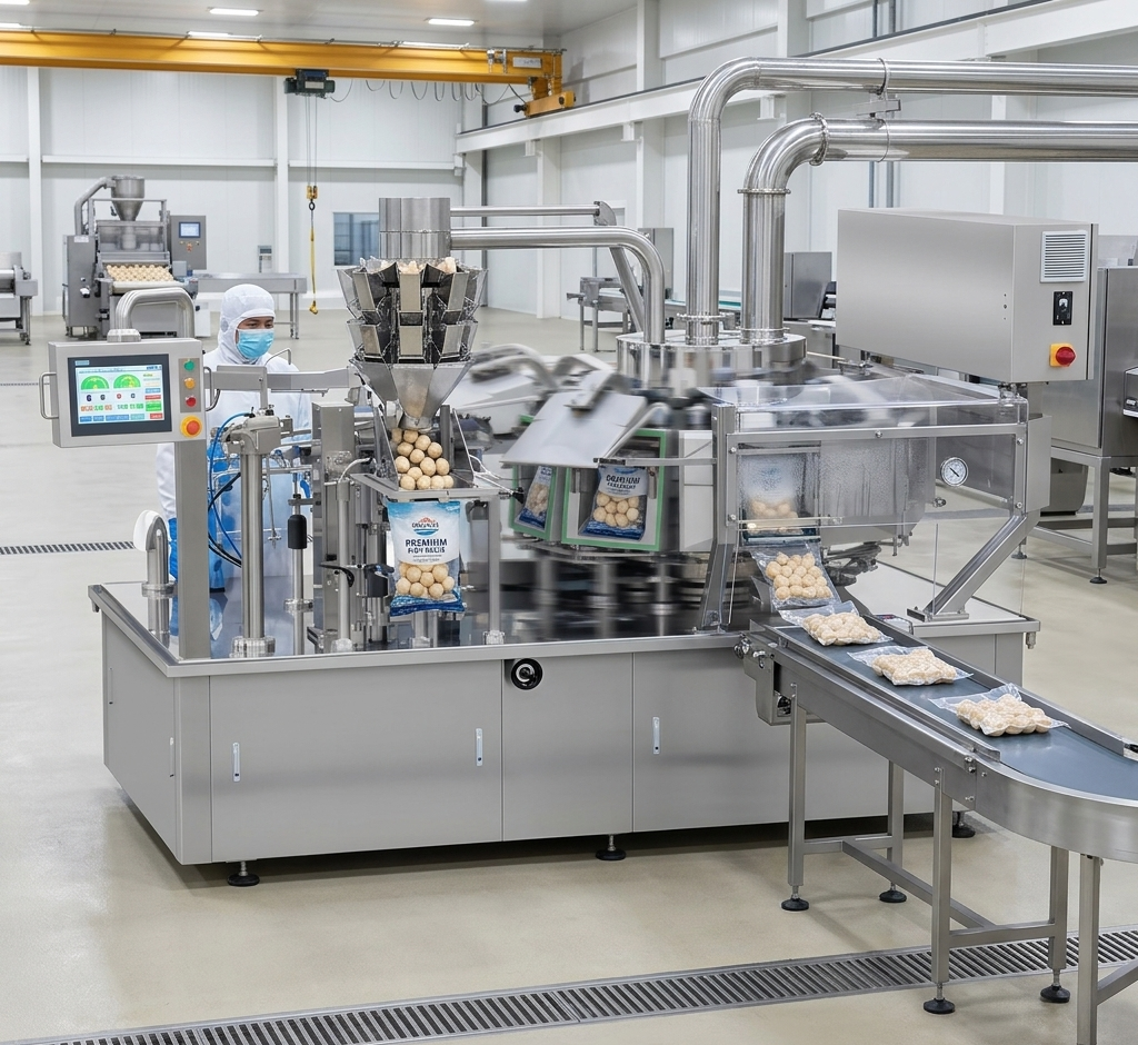 High-speed fish ball packaging machine optimizes productivity and reduces labor costs.