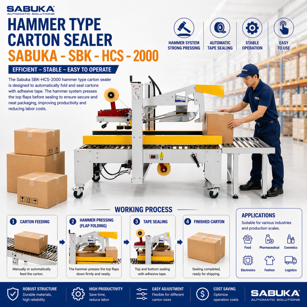 Hammer Type Carton Sealer Sabuka - SBK - HCS - 2000