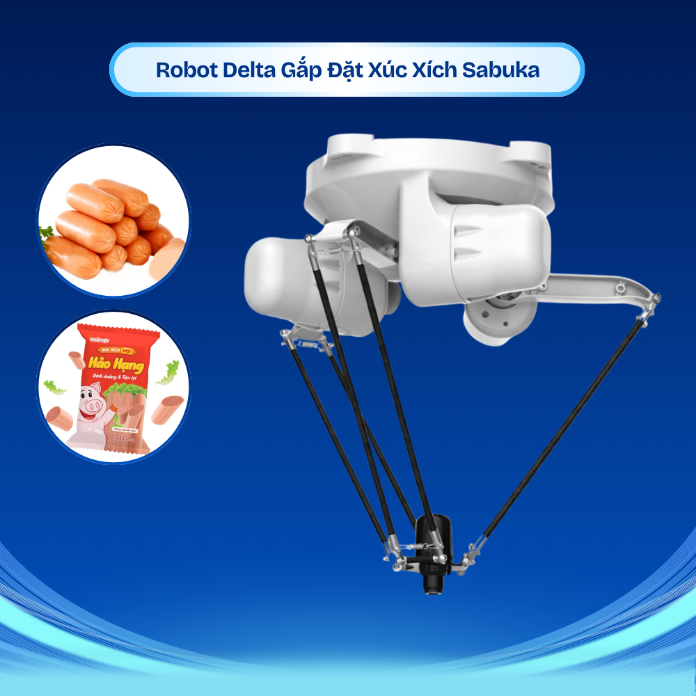 Robot delta gắp đặt xúc xích Sabuka tự động hiện đại giá tốt
