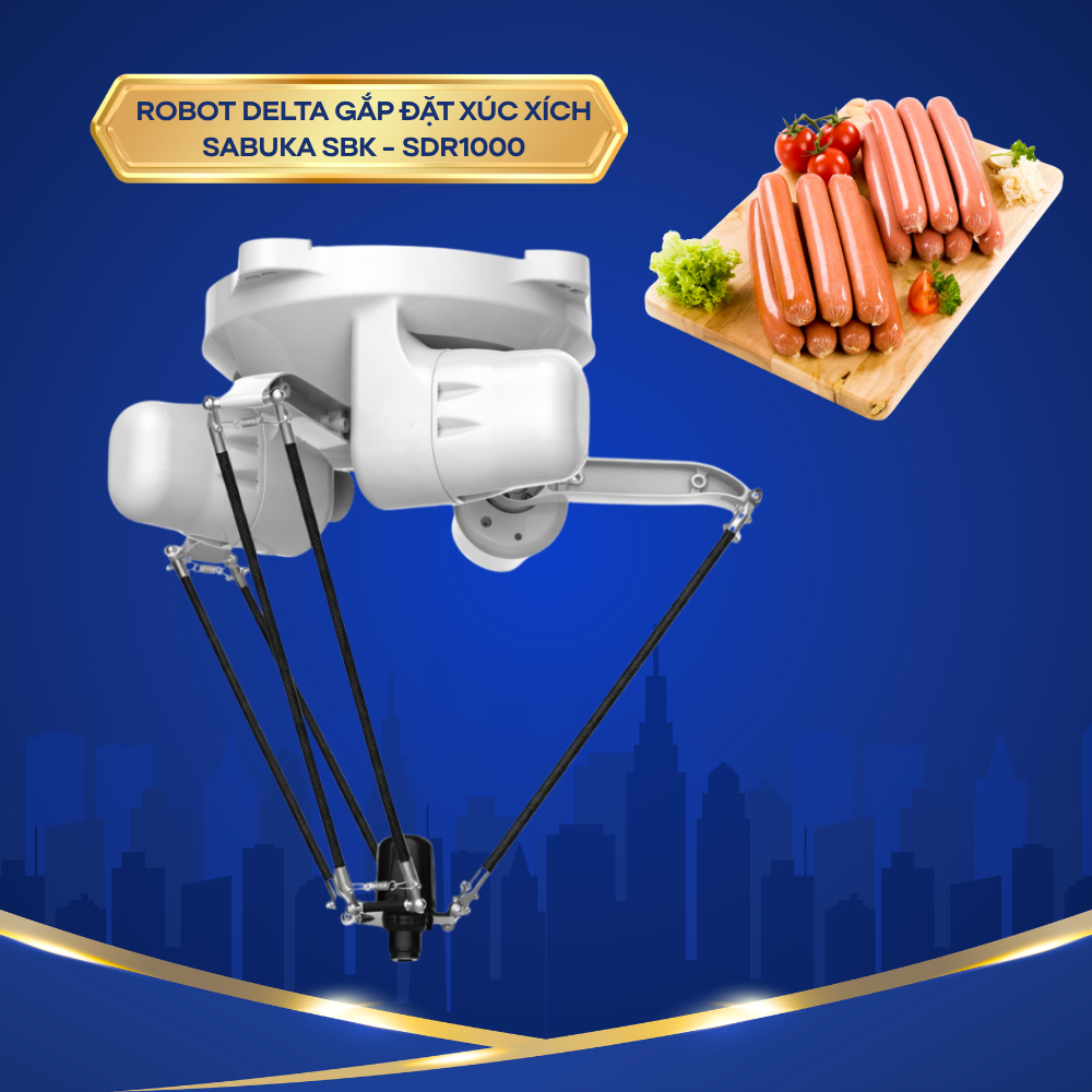 Robot delta gắp đặt xúc xích Sabuka SBK – SDR1000 được phát triển như một giải pháp tự động hóa toàn diện