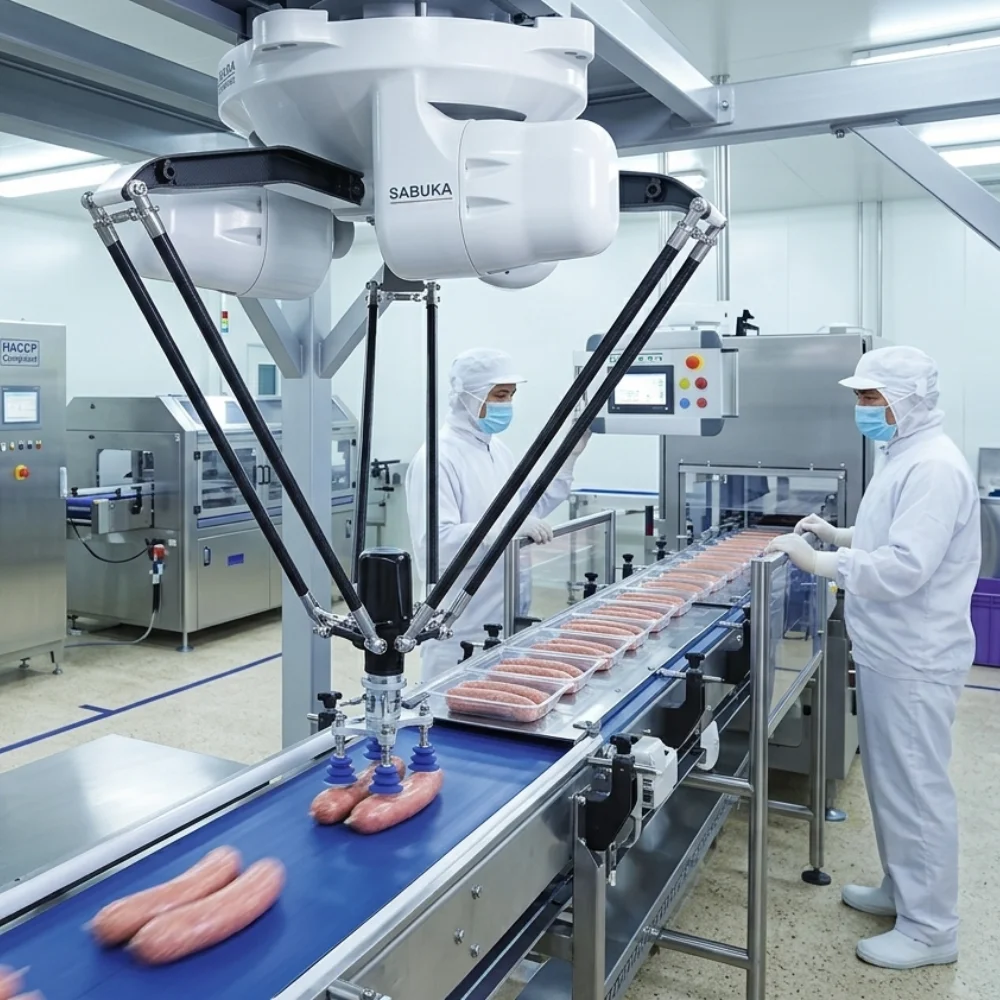 Với tốc độ gắp – đặt nhanh và ổn định hơn nhiều so với lao động thủ công, hệ thống robot delta công nghiệp giúp tối ưu toàn bộ dây chuyền sản xuất