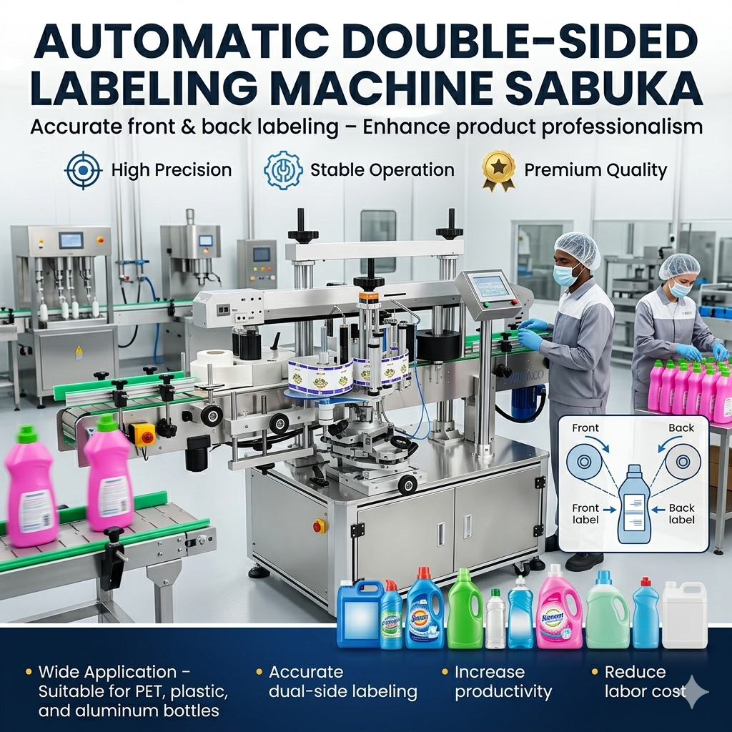The double-side labelling machine optimizes the packaging process and reduces labor costs.