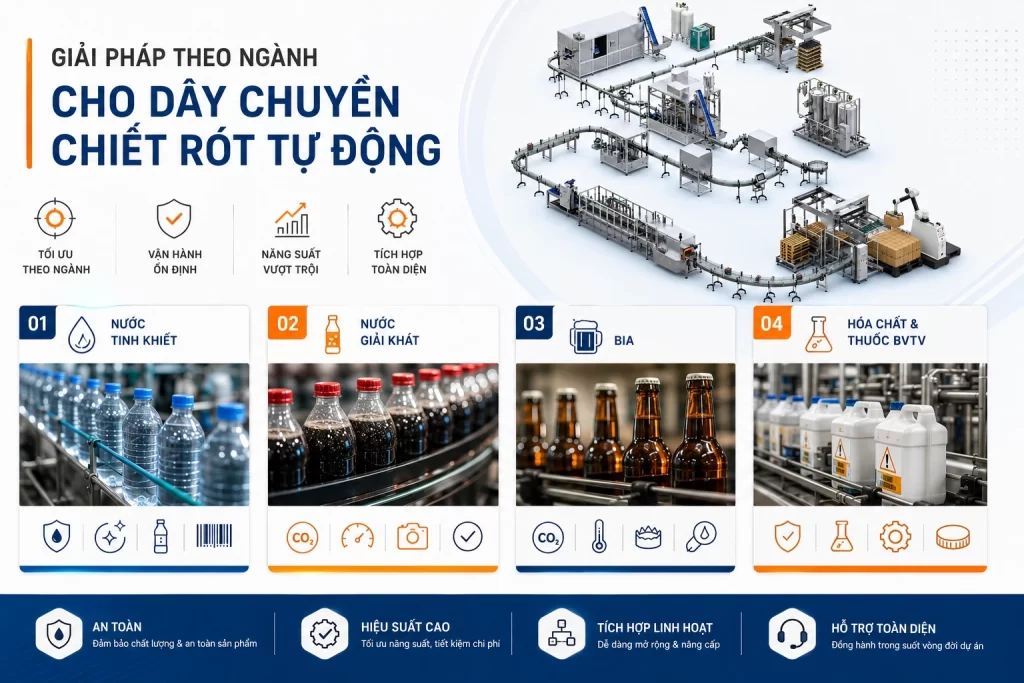 Ứng dụng của dây chuyền chiết rót tự động cho từng ngành