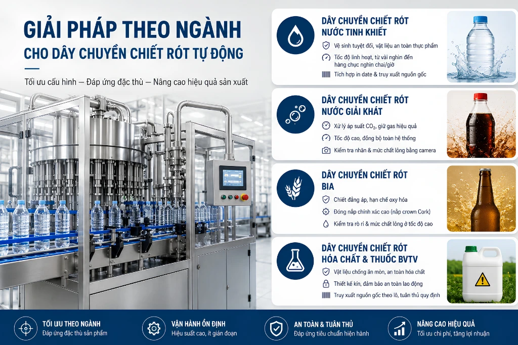 Giải pháp theo ngành cho dây chuyền chiết rót tự động