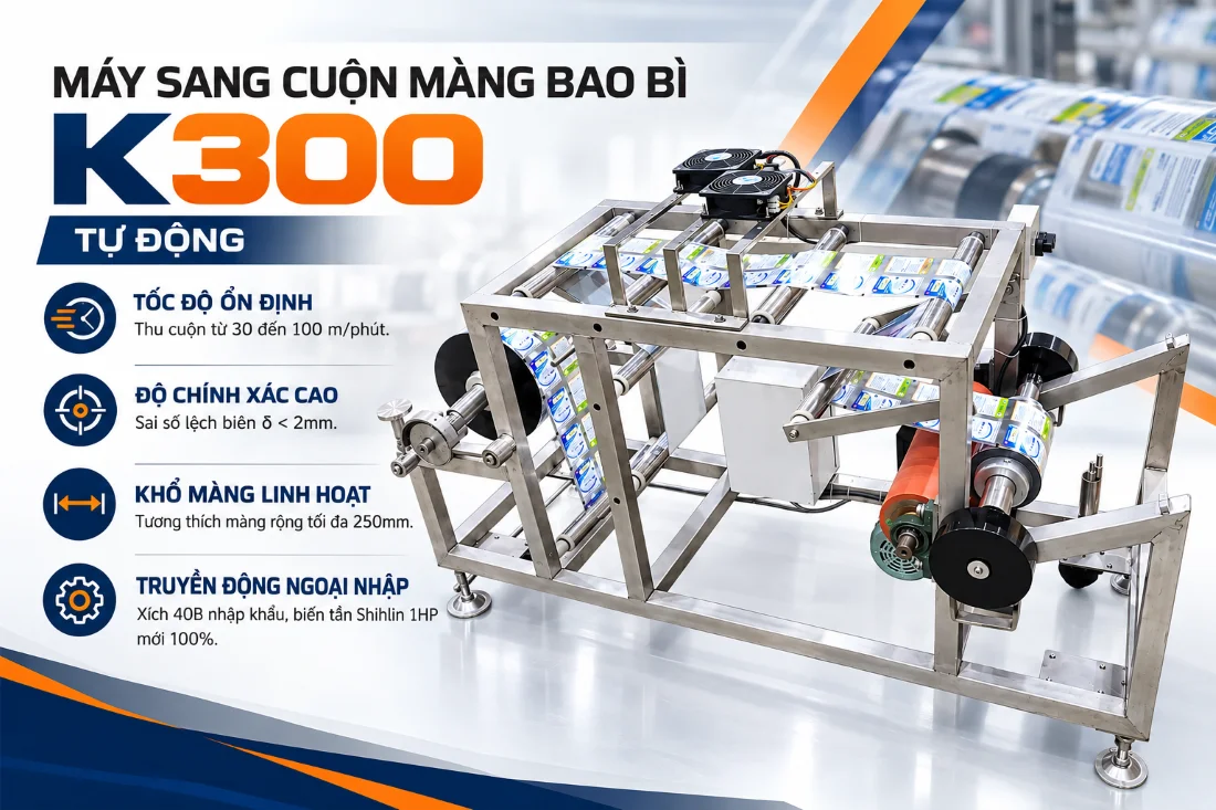 Máy sang cuộn trong giải pháp in truy xuất nguồn gốc hàng hóa