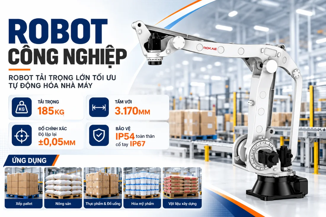 Robot công nghiệp trong dây chuyền chiết rót tự động