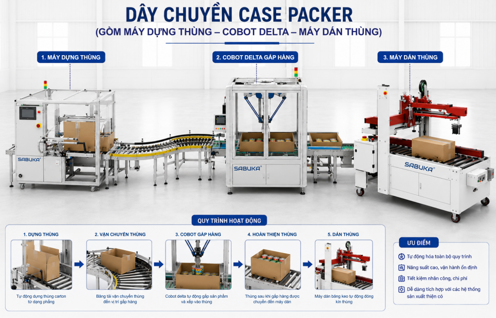Giải pháp đóng thùng tích hợp tự động tối ưu cho ngành thực phẩm của CVM group