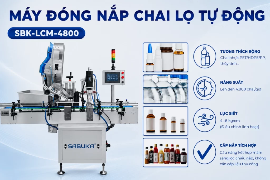 Máy đóng nắp chai lọ tự động