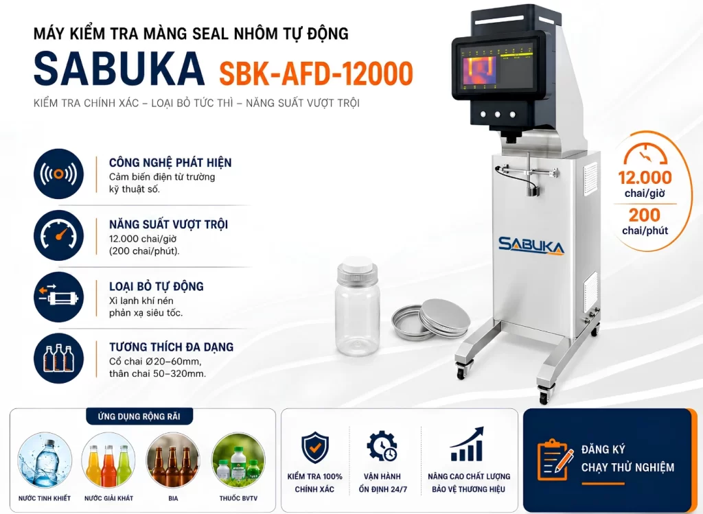 Máy kiểm tra màng nhôm rò rỉ trong dây chuyền chiết rót tự động