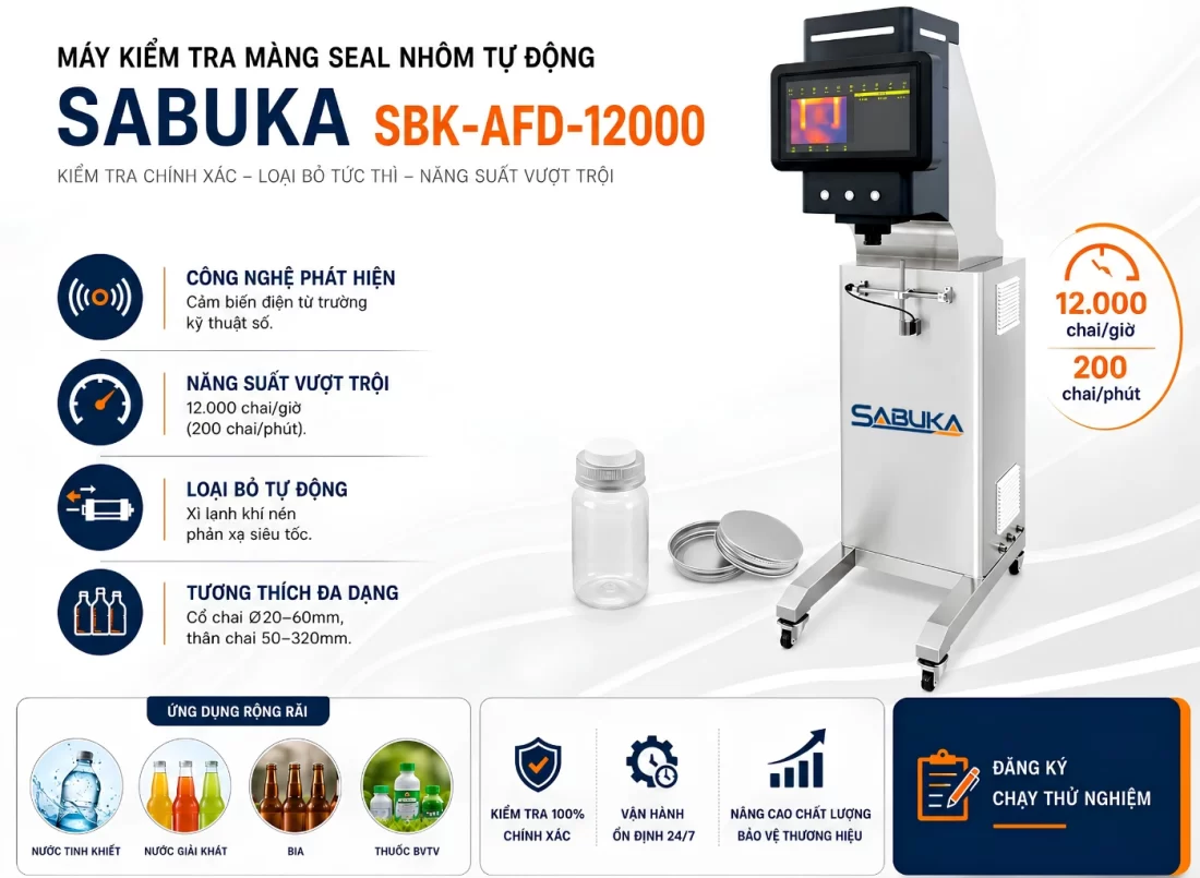 Máy kiểm tra màng nhôm rò rỉ trong dây chuyền chiết rót tự động