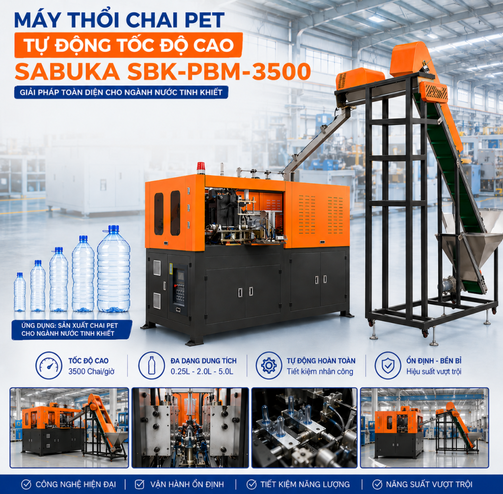 Máy thổi chai trong dây chuyền chiết rót tự động