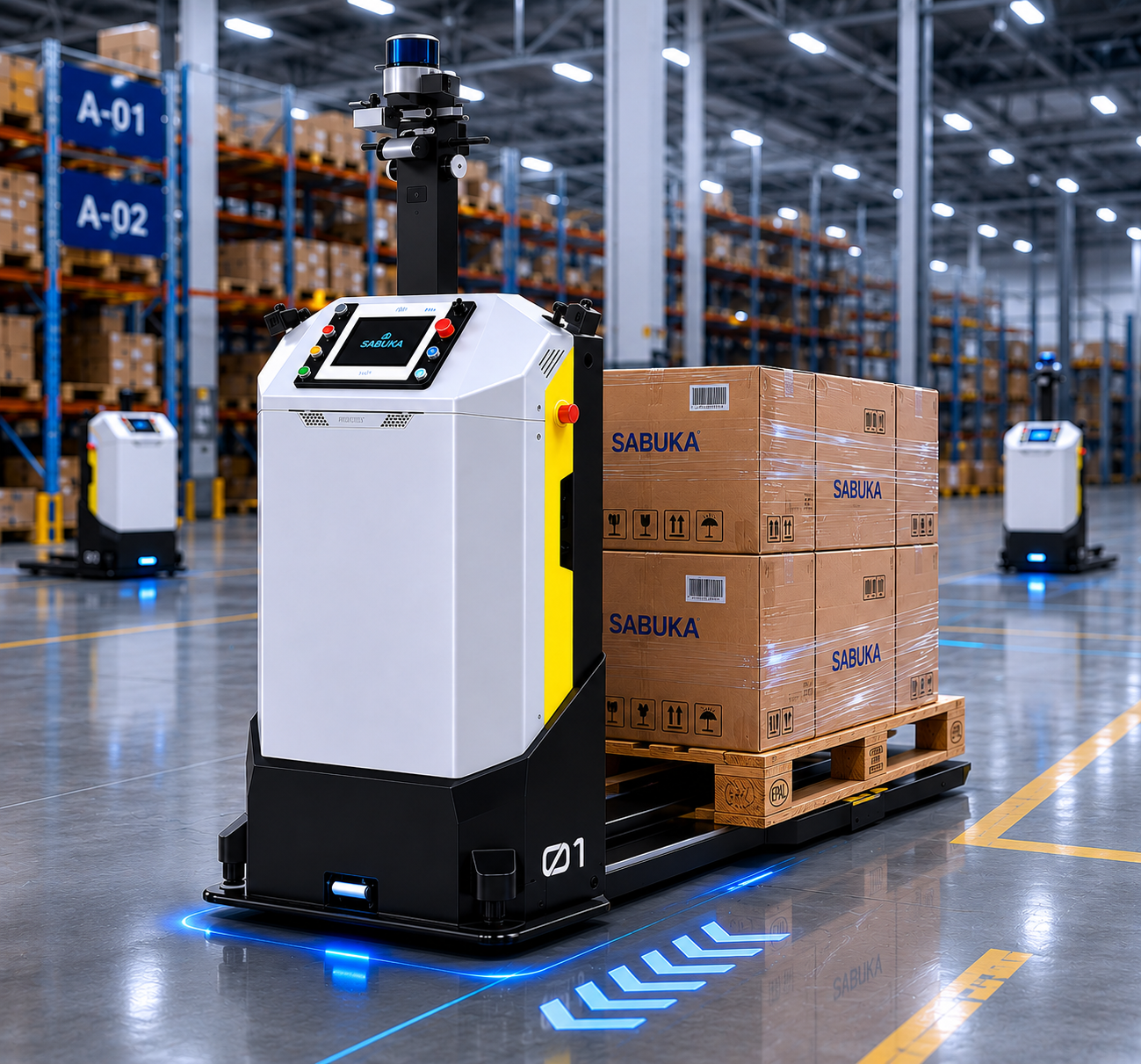 Xe tự hành AGV Sabuka tự động chính xác cao đạt chuẩn