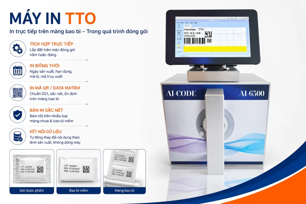 Máy in date code TTO trong truy xuất nguồn gốc dược phẩm