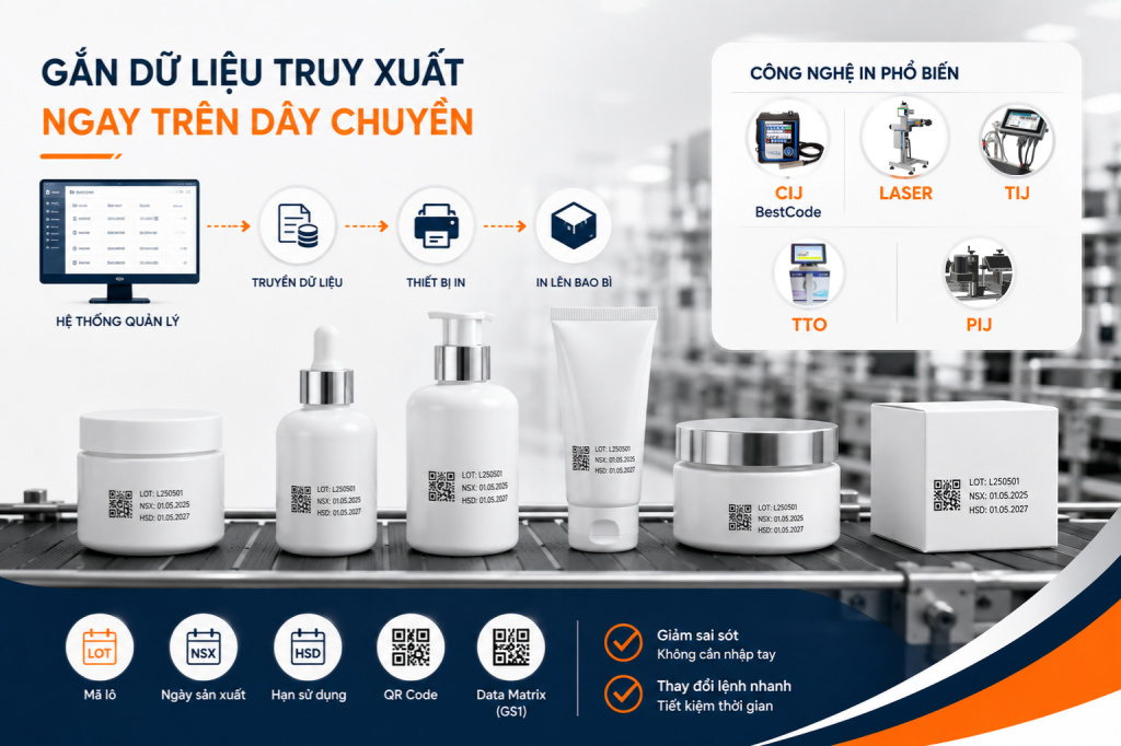 Gắn dữ liệu truy xuất ngay trên dây chuyền sản xuất