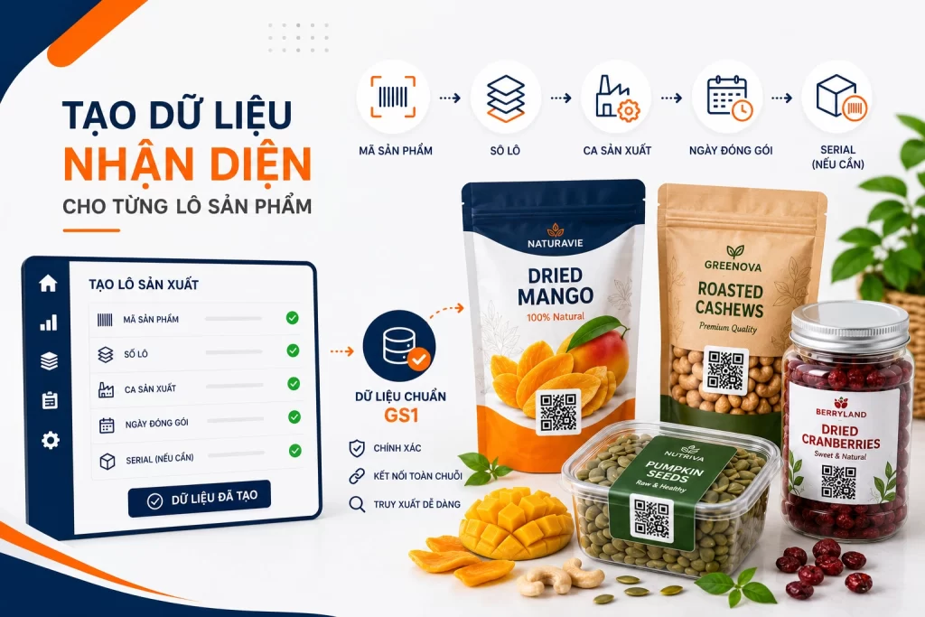 Tạo dữ liệu nhận diện cho từng lô sản phẩm