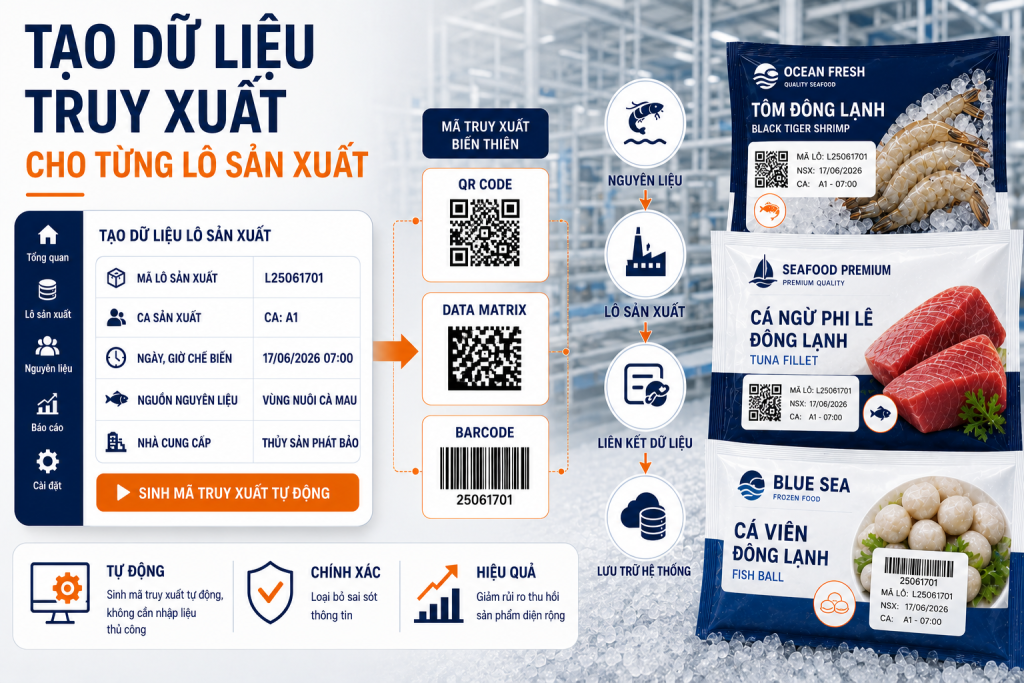 Tạo dữ liệu truy xuất cho từng lô sản xuất cho Truy xuất nguồn gốc thực phẩm đông lạnh