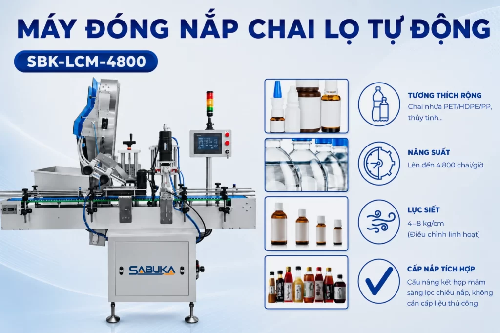 Máy đóng nắp chai tự động SBK-LCM-4800