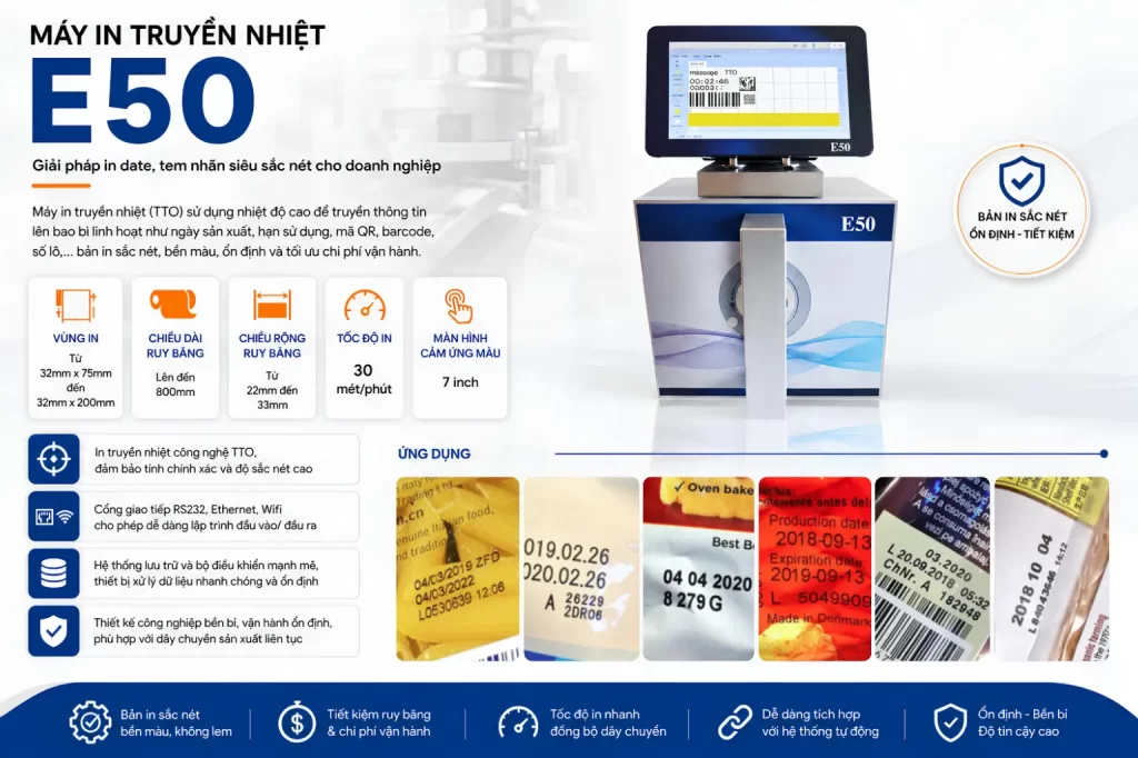 Máy in date truyền nhiệt trong truy xuất nguồn gốc thực phẩm