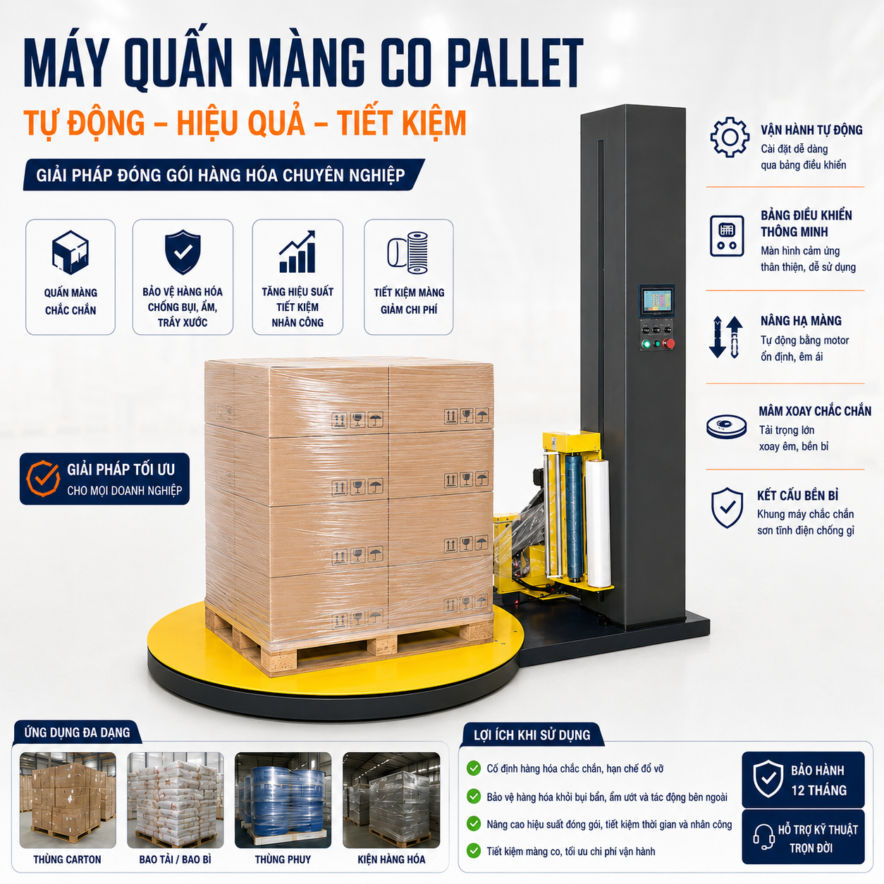 Máy quấn màng co pallet tự động